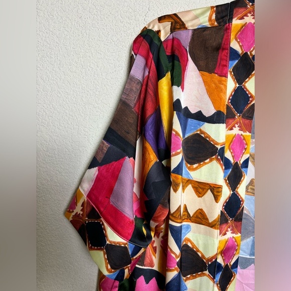 Soft Surroundings Margot Multi Geometric Open Front Kimono Sleeve Cardigan S/M - Picture 6 of 8
